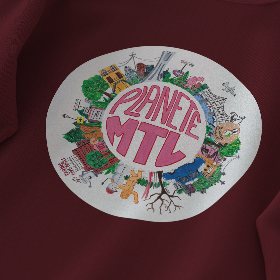 PLANÈTE MTL・Crewneck unisexe・Bourgogne