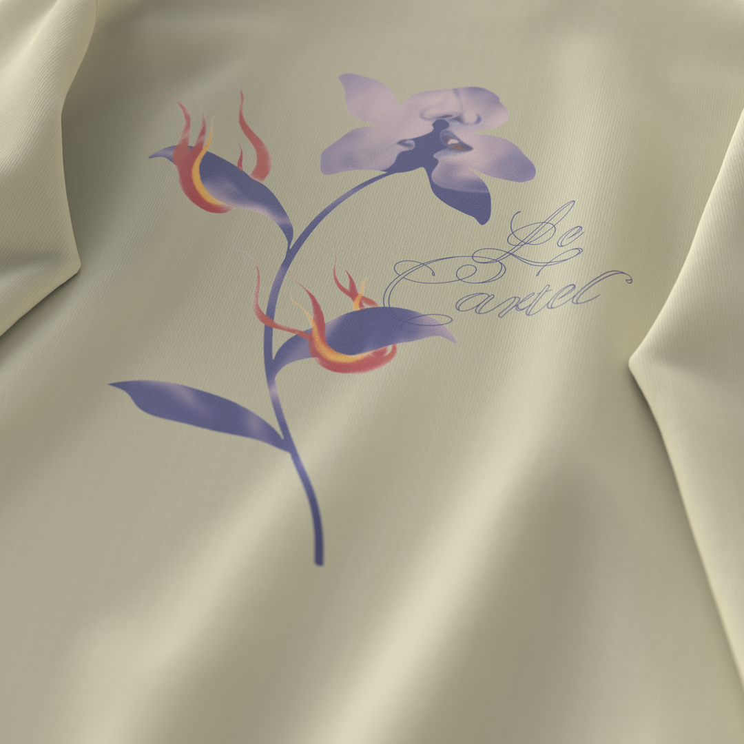 COMBUSTION LENTE・Crewneck ample unisexe・Crème