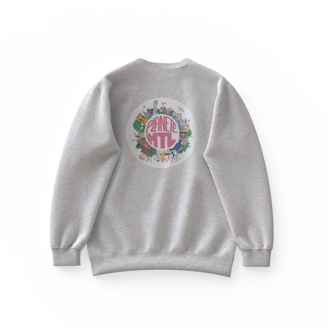 PLANÈTE MTL・Crewneck unisexe・Gris chiné