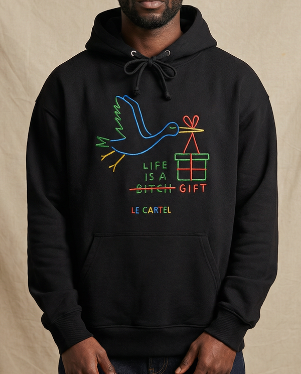 LIFE IS A GIFT・Hoodie unisexe・Noir
