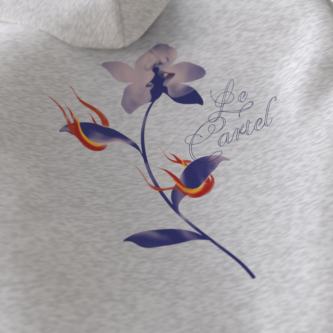 COMBUSTION LENTE・Hoodie ample unisexe・Gris chiné