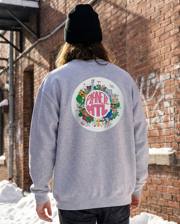 PLANÈTE MTL・Crewneck unisexe・Gris chiné